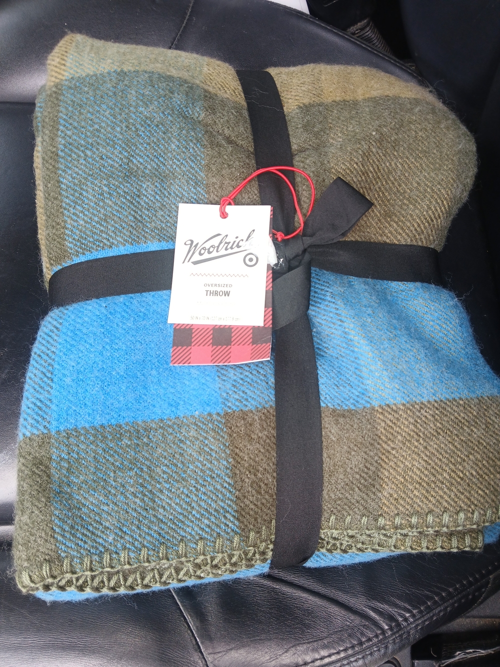 Woolrich Olive, Brown & Blue Plaid Oversized Throw